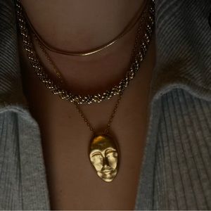 Antique Face Pendant Necklace! Great with stacking.